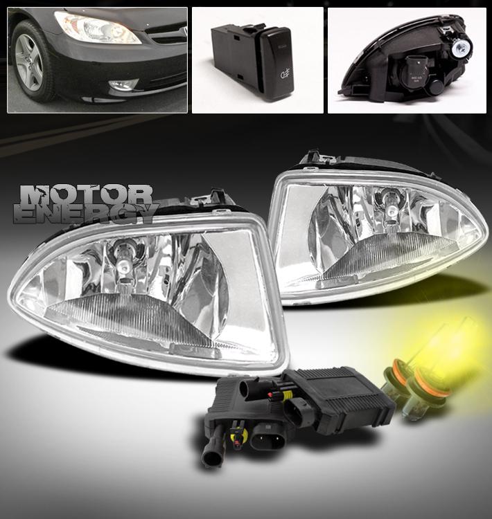 2004 2005 honda civic lx dx coupe sedan 2/4dr bumper clear fog light+harness+hid