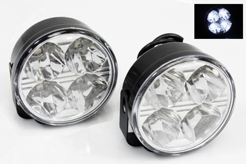 Mercedes benz style white 4 smd led round daytime running bumper fog lights lamp