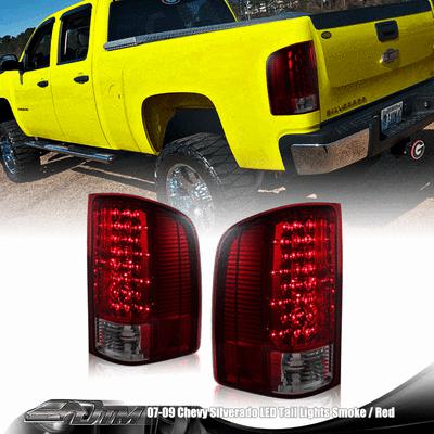 2007-2001 chevrolet silverado smoke housing with red/smoke lens tail light lamps