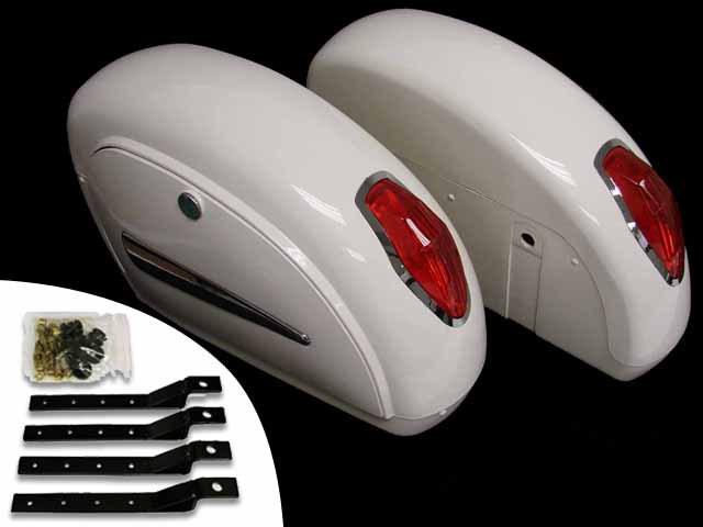 White hard saddlebags trunk for harley softail shadow rebel v road star cruiser