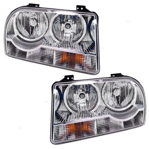 New pair set headlight headlamp lens housing assembly dot 05-08 chrysler 300