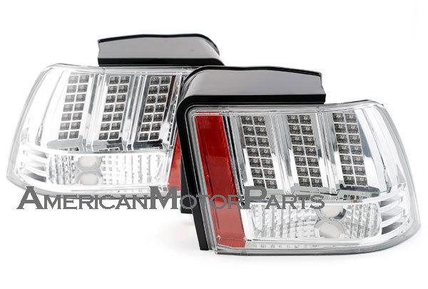 Depo pair euro style chrome altezza tail lights w/ led 99-04 ford mustang