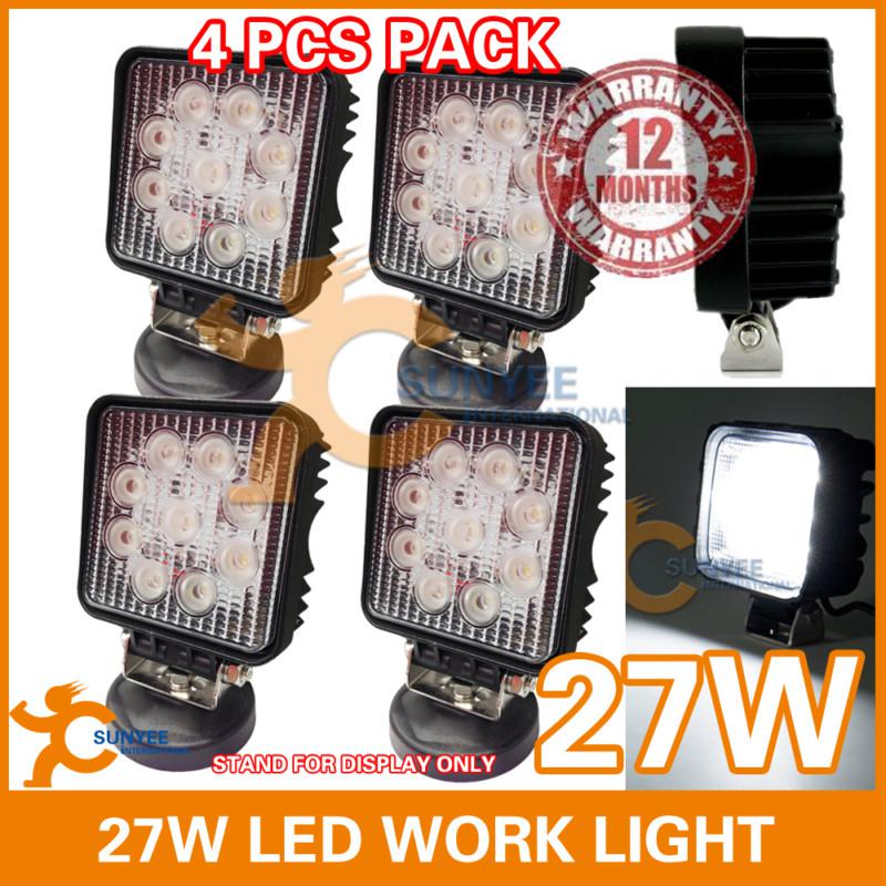 4x 27w led work light flood offroad lamp 4wd ute 12v 24v truck square shape