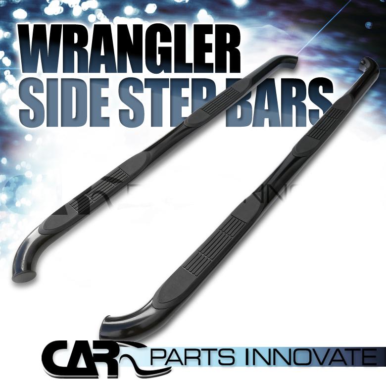 2007-2013 jeep wrangler 4dr 3" black stainless steel side step nerf bars