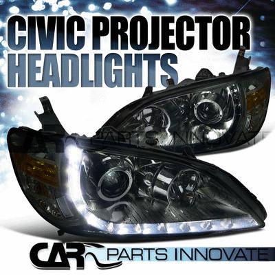 Honda 04-05 civic 2/4dr chrome smoke r8 led projector headlights