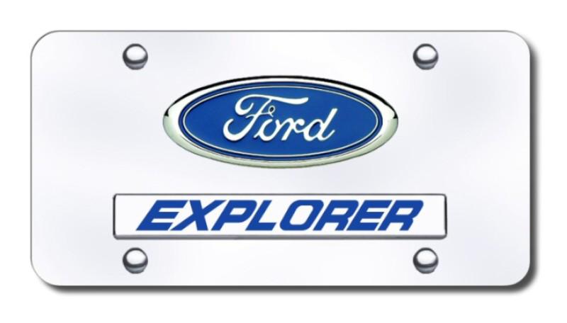 Ford dual explorer chrome on chrome license plate made in usa genuine