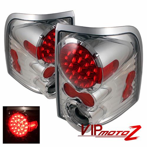 New chrome housing+red led smd tail light brake lamp 02-05 ford explorer