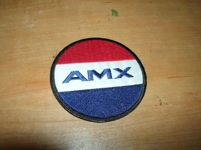 American motors amc amx javelin amx red white blue round jacket hat shirt patch