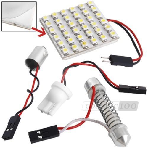 Light panel 36 smd led+t10+ba9s+festoon bulb adapter