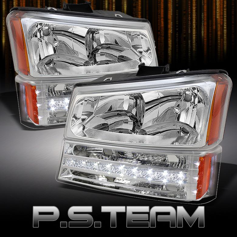 03-06 silverado avalanche clear headlights+led bumper signal lights lamps