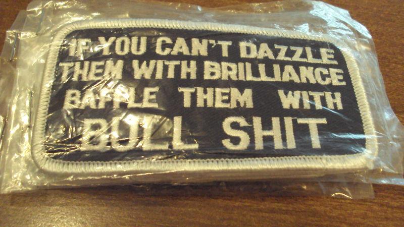 If you can't dazzle them with brilliance baffle moto vest motorcycle biker patch