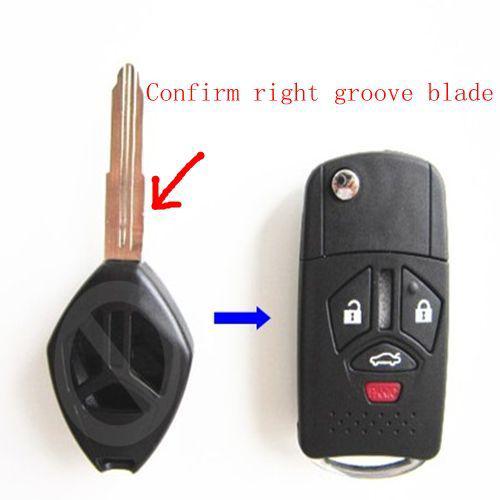 Flip right groove 4/3+panic buttons remote key case for mitsubishi fob shell