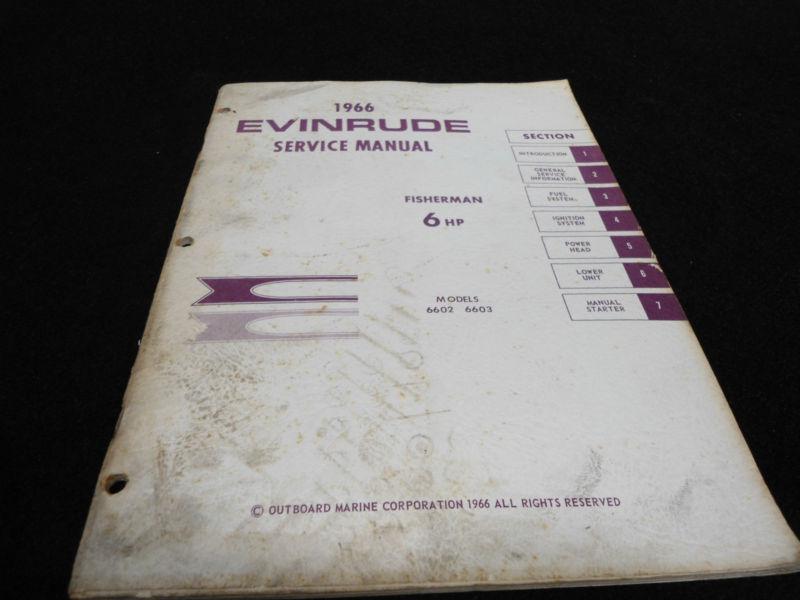 Original factory 1966 service manual # item_4279 evinrude 6hp outboard boat 