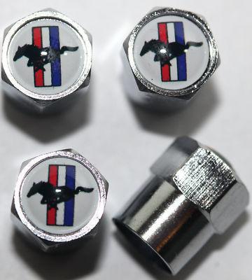 Mustang white tire valve caps v6 convertivble gt boss 302 shelby ford 