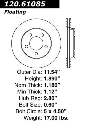 Centric-power slot 127.61085l stoptech sport rotors 05-10 mustang