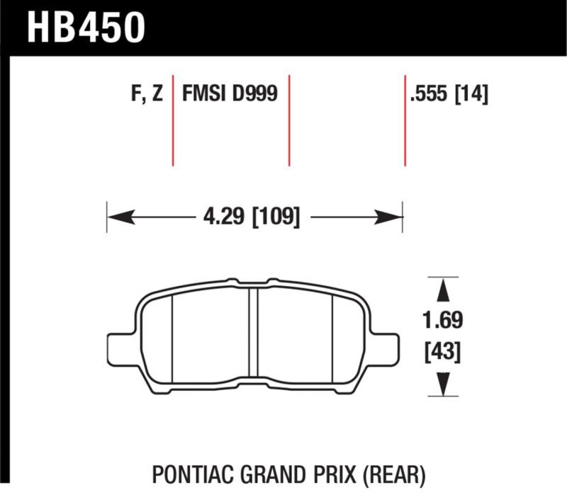 Hawk performance hb450f.555 disc brake pad