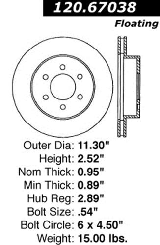 Centric-power slot 126.67038sr stoptech sport rotors 97-02 dakota durango