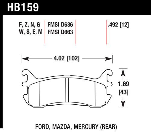 Hawk performance hb159n.492 disc brake pad escort miata protege tracer venture