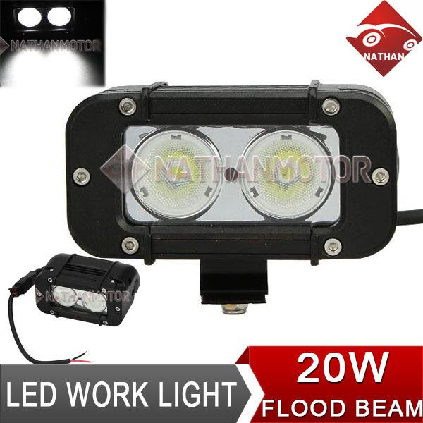 20w cree led work light single row spot/flood beam lamp offroad car pickup 4x4