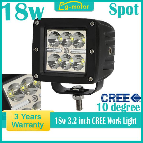 18w cree 10 degree spot  work light off-road lamp car van truck pickup 4x4 4wd