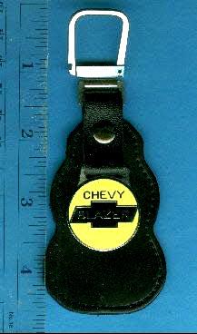Nos  chevy blazer  leather key fob holder w/ original vintage 1970's emble 