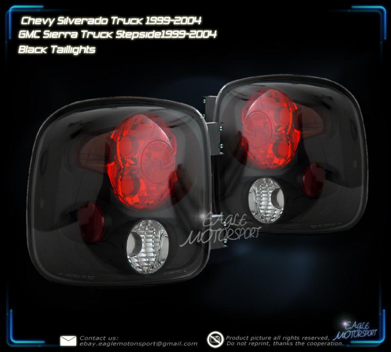 1999-2004 chevy silverado stepside/gmc sierra stepside blk tail lamps rear lamps