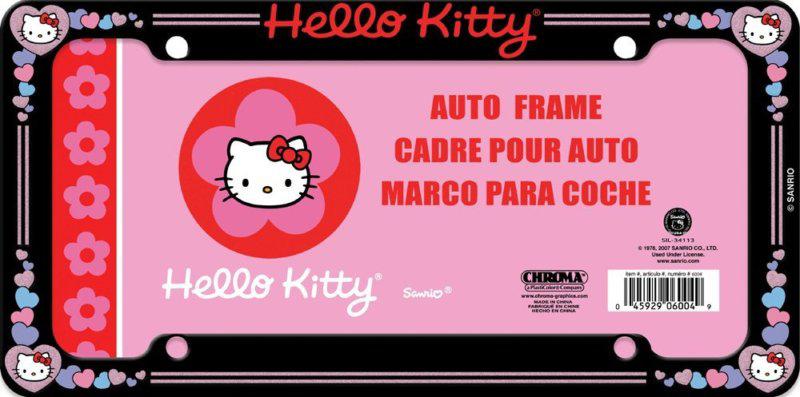 License plate frame - hello kitty sanrio hearts - styrine - car truck suv