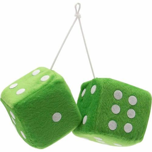 Fatty fuzzy car dice - green - big 3-inches