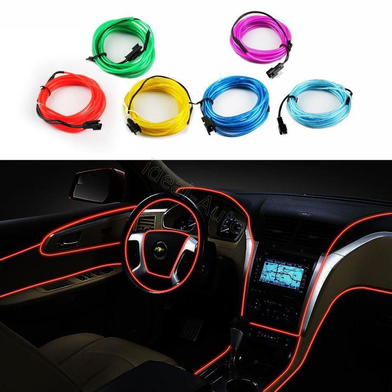 3m cigar lighter flexible neon light glow el wire rope tube car dance party red 