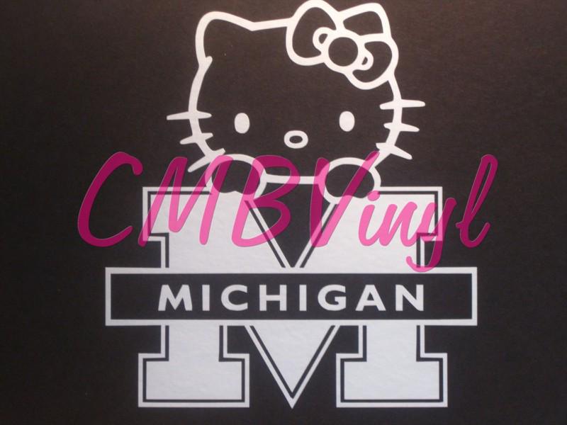 Free bonus hello kitty michigan wolverine sticker decal car window laptop iphone