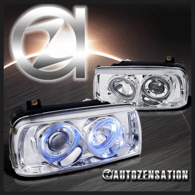 For 1993-1998 vw jetta mk3 dual halo projector headlights chrome