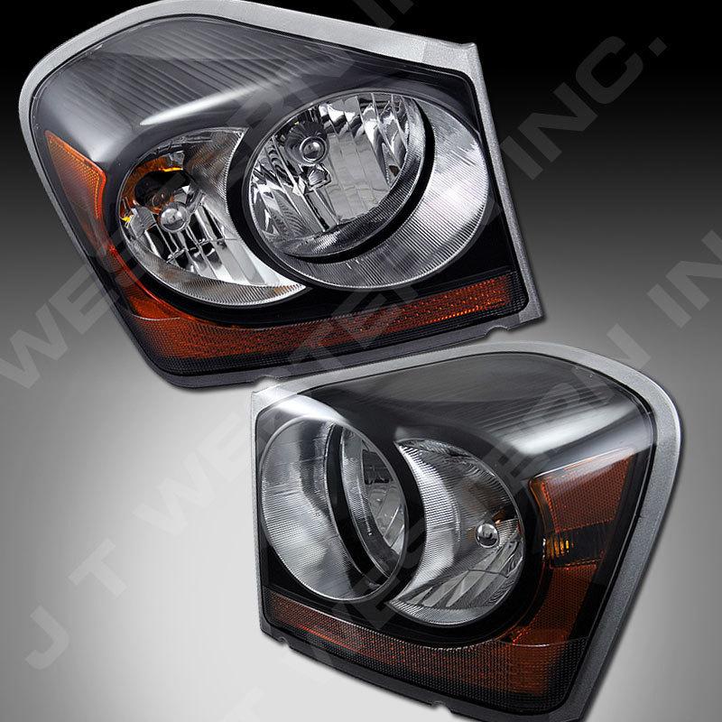 04-06 dodge durango black color factory original style headlights brand new pair