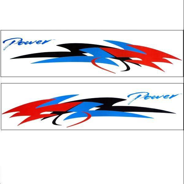 Car two side  body decoration decal sticker red black blue power x 2 pieces no15