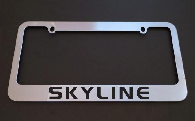 1 brand new nissan skyline chrome metal license plate frames + screw caps