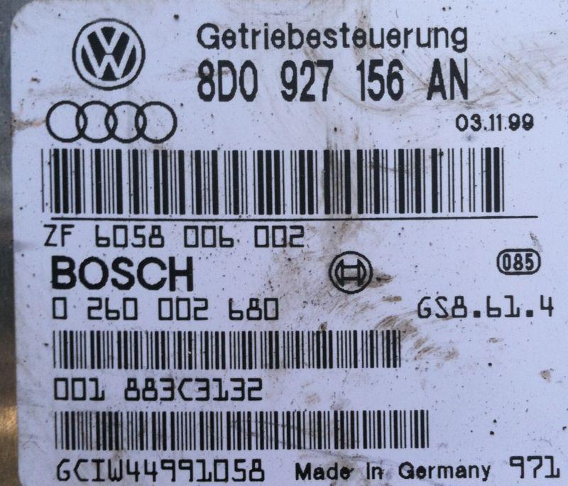 Audi a4 vw passat transmission control module tcm tcu 00 01 02 8d0 927 156 an