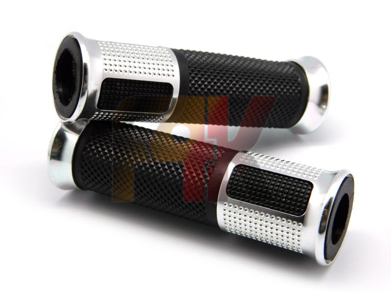 Silver motorcycle racing 7/8" handle bar rubber gel hand grips for sports bikes