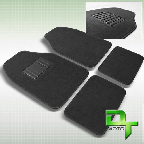 4pcs black rubber floor mats carpet car truck suv van non-skid front & rear