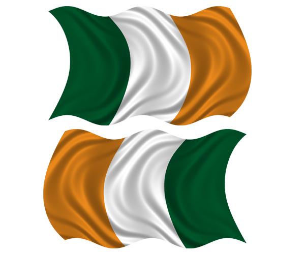 Ireland waving flag decal set 4"x2.4" irish celtic vinyl car bumper sticker zu1