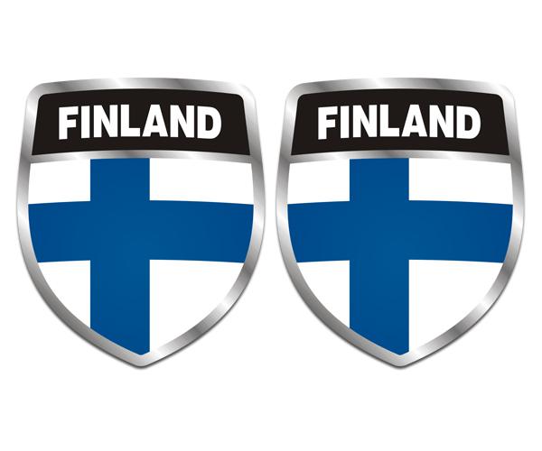 Finland flag shield decal set 3"x2.5" finnish vinyl car bumper sticker zu1