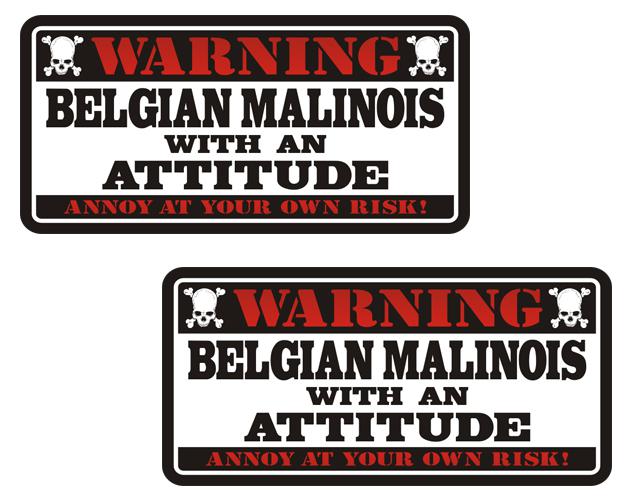 Belgian malinois warning attitude guard dog decal set 3"x1.5" vinyl sticker zu1