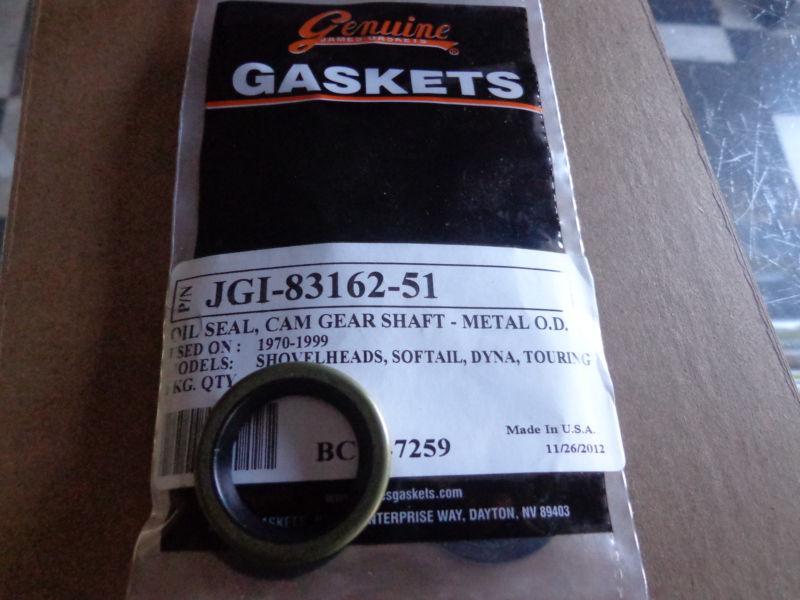 Evo & shovelhead cam gear shaft oil seal metal o.d. james gasket