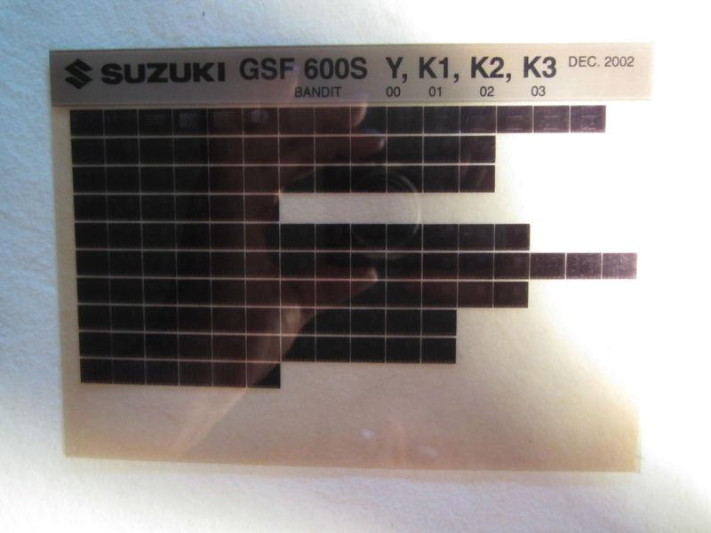 2000-2003 suzuki motorcycle gsf 600s y k1 k2 k3 bandit microfiche parts catalog 