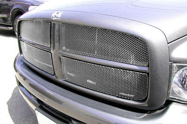 2002-2005 dodge ram truck grillcraft 4pc grille inserts mx-series silver grill