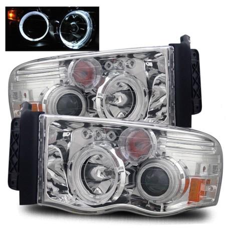 02-05 dodge ram/03-05 ram 2500/3500 ccfl halo clear chrome projector headlights