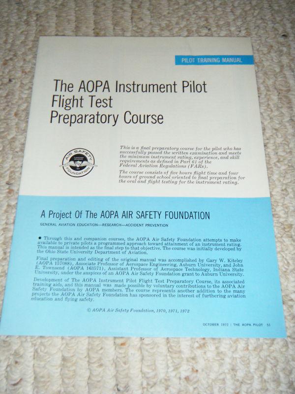 The aopa instrument pilot flight test preparatory course