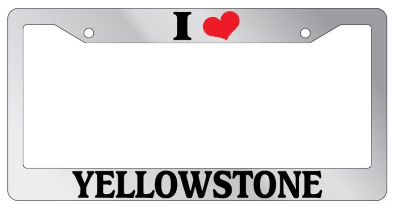 Chrome license plate frame i heart yellowstone auto accessory novelty