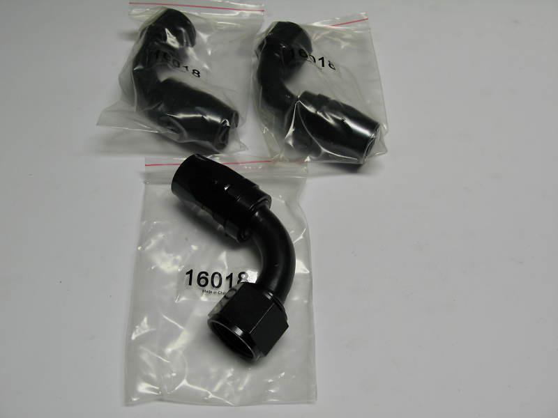 3 pack -12 an 90º elbow female swivel hose end black fuel oil air fitting