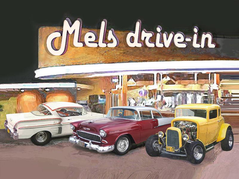 Put your car at mels drive-in photo art print