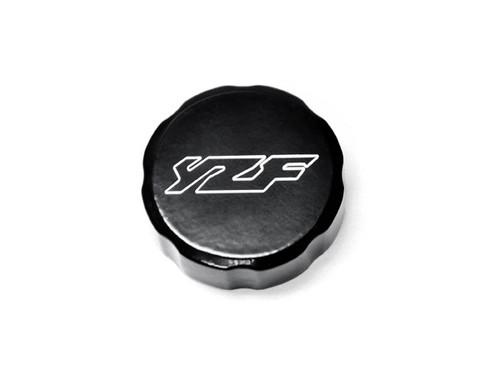 Yamaha yzf r6 r6s r1 600r black fluid reservoir cap logo engraved (1995-2011)