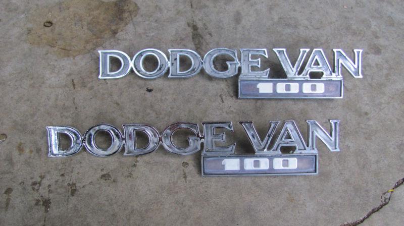 Dodge van 100 emblems pair lh rh 1979 70's badges vintage oem chrome